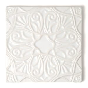Satin Cotton Matte Filigree Ceramic Accent Tiles 6×6 For Sale