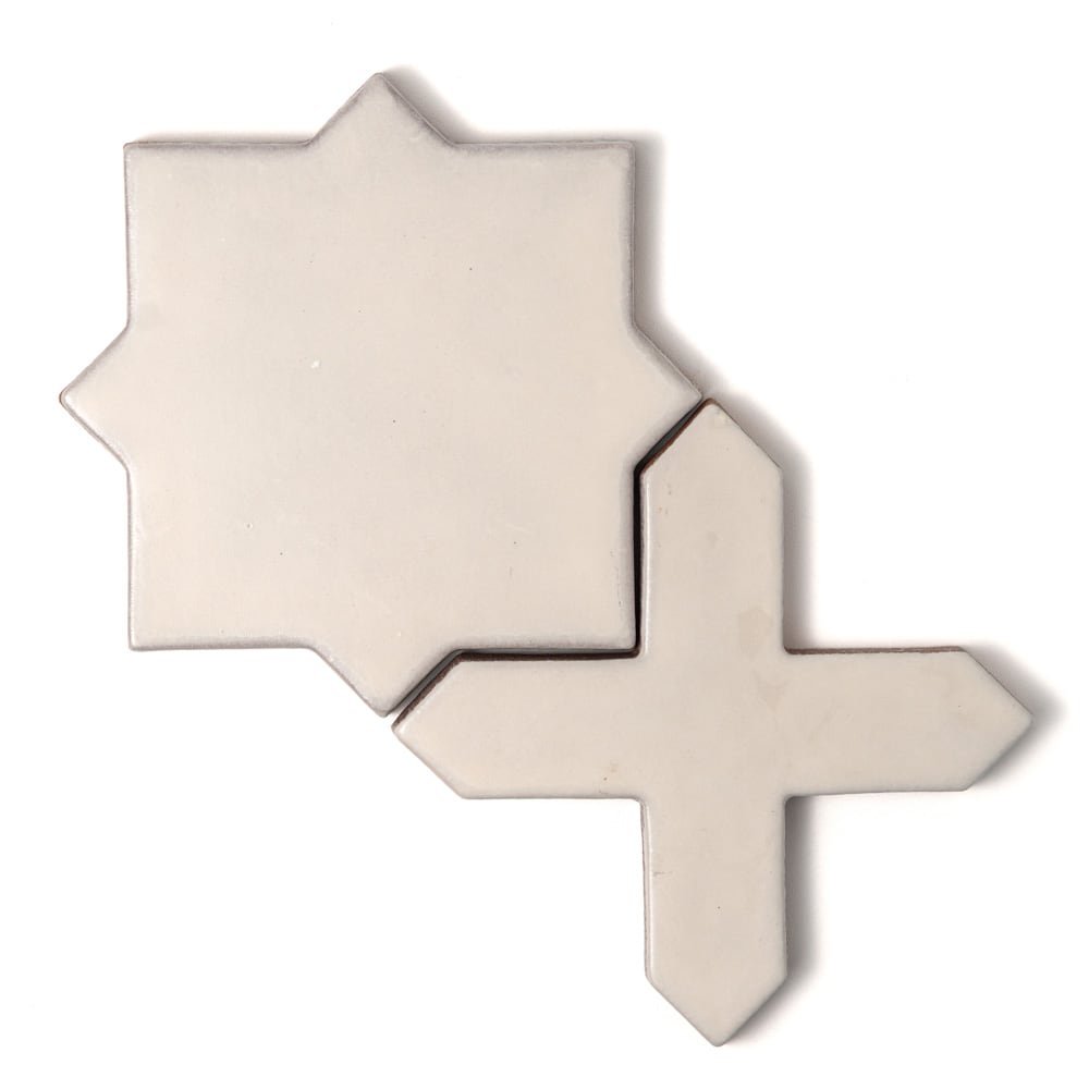 Seine Matte Star And Cross Pattern Glazed Terracotta Tile 4×4 For Sale
