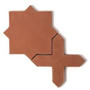Hand Made Natural Star And Cross Pattern Terracotta Tile 10×10 For Sale