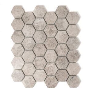 Silver Shadow Polished Hexagon Marble Mosaics 10 3/8×12 For Sale