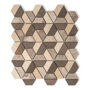 Auberge&heartsmere Textured 3d Hexagon Limestone Mosaics 10 3/8×12 For Sale