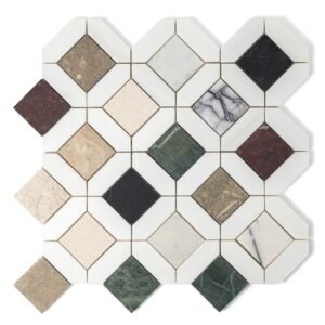 Multicolor Honed Louna Marble Mosaics 12 5/8×12 5/8 For Sale