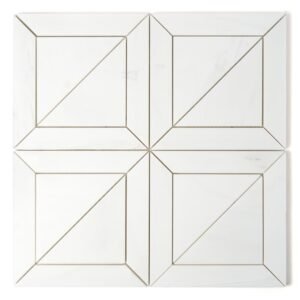 Snow White Honed York Marble Mosaics 11 15/16×11 15/16 For Sale