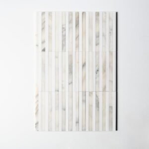 Snow White,Calacatta Renaissance Honed Mod Stripes Marble Mosaics 12×12 For Sale