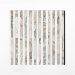 Snow White,Calacatta Green Honed Mod Stripes Marble Mosaics 12×12 For Sale