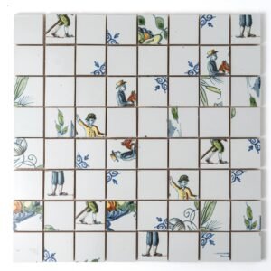 Double Dutch Glazed Double Dutch Ceramic Mosaics 11 7/32×11 7/32 For Sale