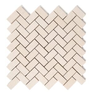 Champagne Honed Herringbone 1/2 Marble Mosaics 10×13 For Sale