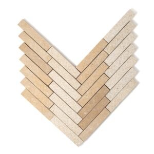 Seashell Multi Finish Large Herringbone Marble Mosaics 12 7/8×9 11/32 For Sale