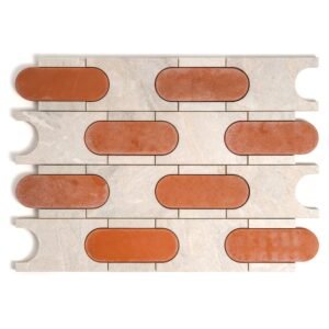 Diana Royal Leather Cyprus Marble Mosaics 12 23/32×16 1/2 For Sale