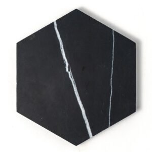 Black Honed Hexagon Marble Tile 5 25/32×5 For Sale