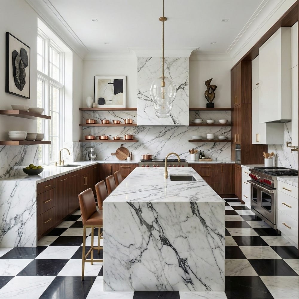 Avenza,Black Honed Checkerboard Pattern Marble Tile 12×12 For Sale - Image 4