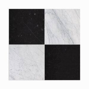 Avenza,Black Honed Checkerboard Pattern Marble Tile 12×12 For Sale