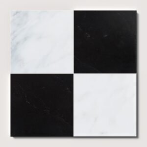 Black,Calacatta Bella Honed Checkerboard Pattern Marble Tile 12×12 For Sale
