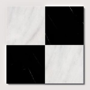 Avalon,Black Polished Checkerboard Pattern Marble Tile 12×12 For Sale
