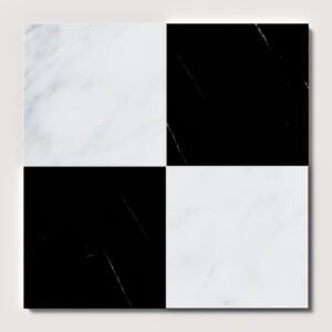 Black,Calacatta Bella Polished Checkerboard Pattern Marble Tile 12×12 For Sale