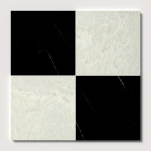 Black,Ming Green Polished Checkerboard Pattern Marble Tile 12×12 For Sale