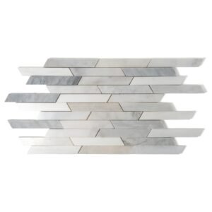 Glacier,Snow White,Afyon White,Avenza Light Multifinish Ritmo Marble Mosaics 8 13/16×14 5/16 For Sale
